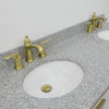 61" Double Sink Vanity, White Finish With Gray Granite And Oval Sink