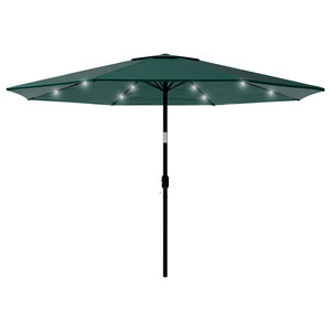 Deluxe Solar Powered Led Lighted Patio Umbrella 9 Peacock Blue Contemporary Outdoor Umbrellas By Trademark Innovations