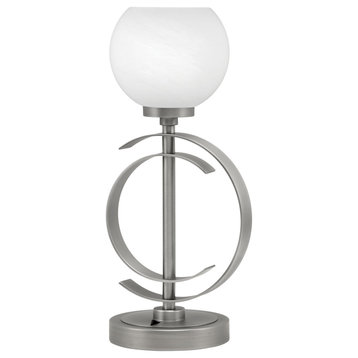 1-Light Table Lamp, Graphite Finish, 5.75" White Marble Glass