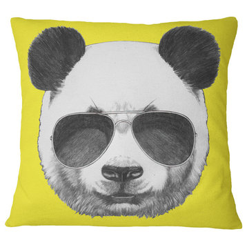 Funny Panda With Sunglasses Animal Throw Pillow, 16"x16"