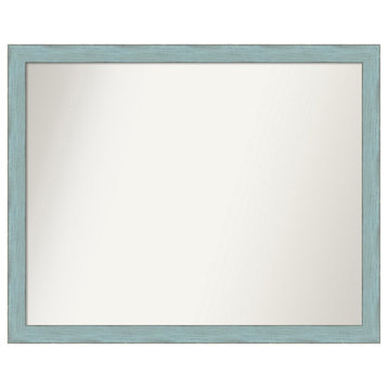 Sky Blue Rustic Non-Beveled Wood Bathroom Mirror 30.25x24.25"