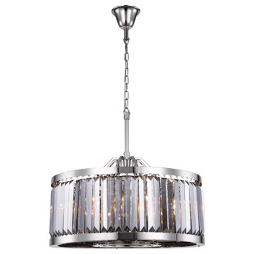 Chelsea 8-Light Chandelier, Polished Nickel With Grey Royal Cut Crystal