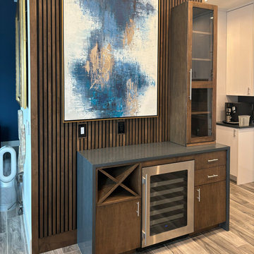 Custom Dry Bar Cabinet, Wine Rack & Hutch in Color‑Matched Maple