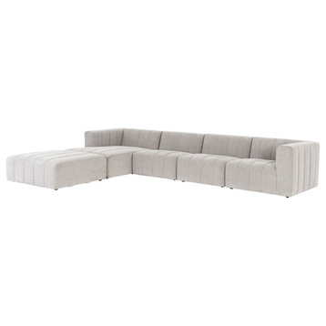 Four Hands Langham Channeled 4-Piece Sectional Set With Ottoman