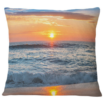 Beautiful Sunrise over the Horizon. Modern Beach Throw Pillow, 18"x18"