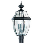 Generation Lighting Collection - Sea Gull Lighting 3-Light Outdoor Post Lantern, Black - Bulbs Included