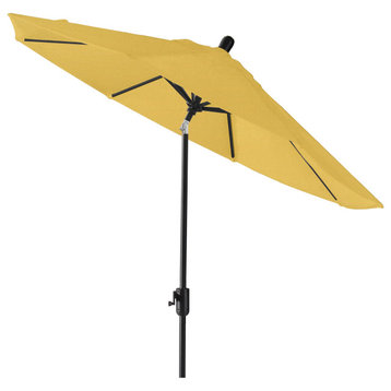 9' Round Push Tilt Market Umbrella, Black Frame, Sunbrella, Sunflower Yellow