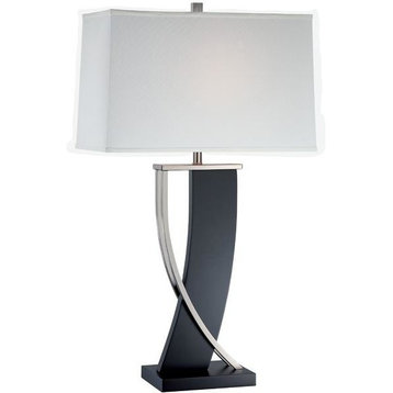 Single Light Up Down Lighting Table Lamp With Off-White Fabric Shade