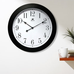 Nexus 26" Round Large Black Case Black Aluminum Hands Glass Lens Clock - Wall Clocks