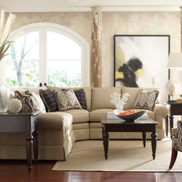 Living room featuring custom upholstery