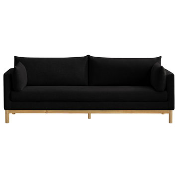 Langham Linen Textured Fabric Upholstered Sofa, Black