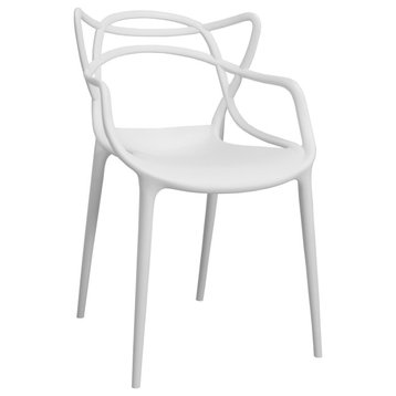 Mod Made Modern Plastic Loop Dining Side Chair, Set of 4, White
