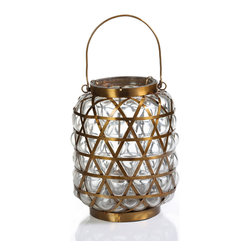 Brass and glass lantern by Zodax - Home Decor