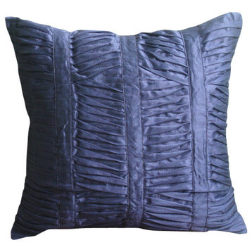 Purple Chair Cushions Pintucks 20"x20" Art Silk Striped, Purpley Beauty