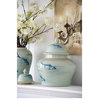 Koi Decorative Jar or Canister, Gloss Blue and White, 14"