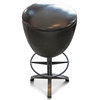 Clyde Rustic Retro Distressed Top Grain Leather Black Barstool