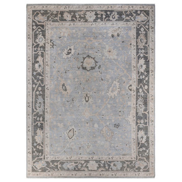 Oushak, One-of-a-Kind Hand-Knotted Runner Rug  - Light Gray, 8' 8" x 11' 10"
