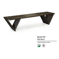Backless solid Wood Modern Design Bench 70 by GloDea - Indoor Benches