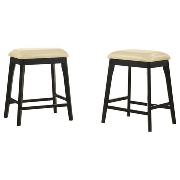 Mirabelle 25 In Upholstered Counter Stool Set of 2, Cream/Espresso