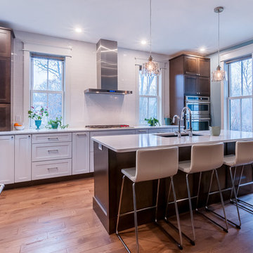 Modern Kitchen Shaker Maple Saddle and Dove White