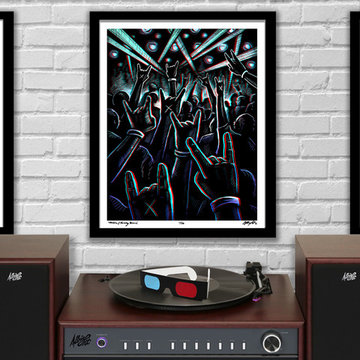 'Mudra Throwing Horns' 3D Concert Illustration with Red/Blue Glasses