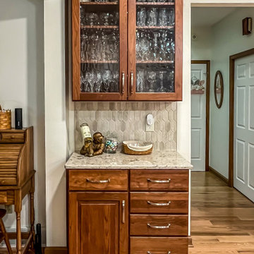 Cherry Cabinets with Pecan Stained Finish, Windemere Quartz Countertops