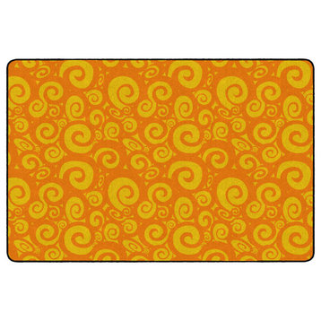 Flagship Carpets FE391-32A 6'x8'4" Swirl Tone On Tone Orange Educational Rug