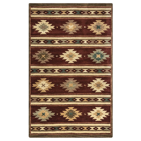 Alora Decor Ryder 5' x 8' Tribal Burgundy/Tan/Khaki/Sage Hand-Tufted Area Rug