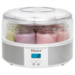 Euro Cuisine - Euro Cuisine YMX650 Digital Automatic Yogurt Maker - The Euro Cuisine Automatic Yogurt Maker, make homemade yogurt and does all the work for you! Simply pour your prepared yogurt mixture into the jars, set the digital countdown timer, and wake up the next morning to delicious yogurt. Yogurt makers let you control the sweetness, flavor, consistency, and fat content of your yogurt, so you can feel in charge of what you're eating. The seven – 6oz Glass jars are great for making different flavors, and their lids feature a dial that lets you set the date.