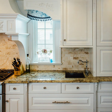 White Kitchen with Blue China Hutch