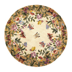 Emerald 9019 Antique Beige Butterfly Garden Rug, 5'6" Round