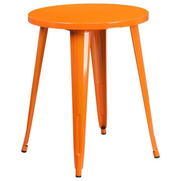 Flash Furniture 24" Round Metal Dining Table in Orange