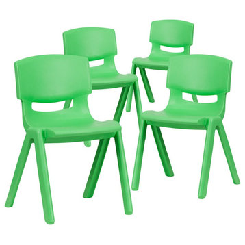 Flash 4 Pack Green Stack Chair, 13.25'' Seat