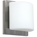 Besa Lighting - Besa Lighting 1WS-787307-LED-SN Paolo - 5.5 Inch 5W 1 LED Mini Wall Sconce - Canopy Included: Yes  Canopy DiPaolo 5.5 Inch 5W 1  Chrome Stucco GlassUL: Suitable for damp locations Energy Star Qualified: n/a ADA Certified: YES  *Number of Lights: 1-*Wattage:5w Halogen bulb(s) *Bulb Included:Yes *Bulb Type:Halogen *Finish Type:Bronze