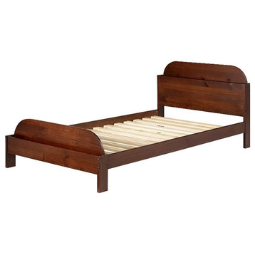 Classic Solid Wood Twin Bookcase Bed - Walnut