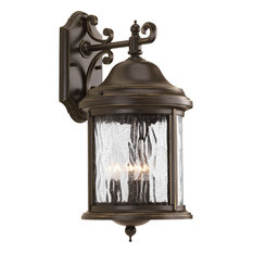 Progress Lighting 3-Light Wall Lantern With Water Seeded Glass Curv