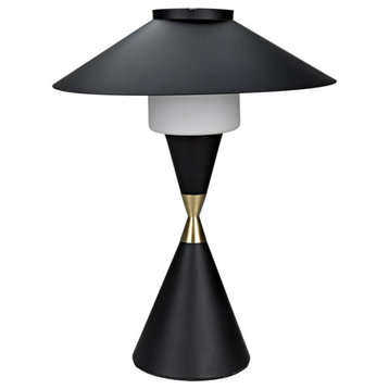 Noir Lucia Black Metal with Brass Table Lamp