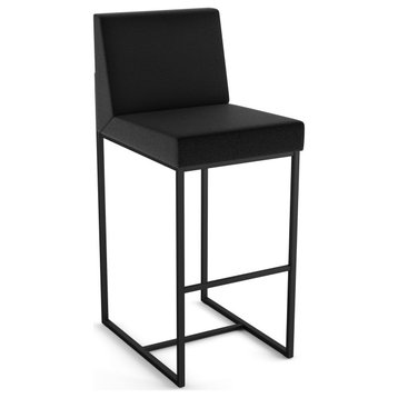 Amisco Derry Counter and Bar Stool, Charcoal Grey Boucle Polyester / Black Metal, Counter Height