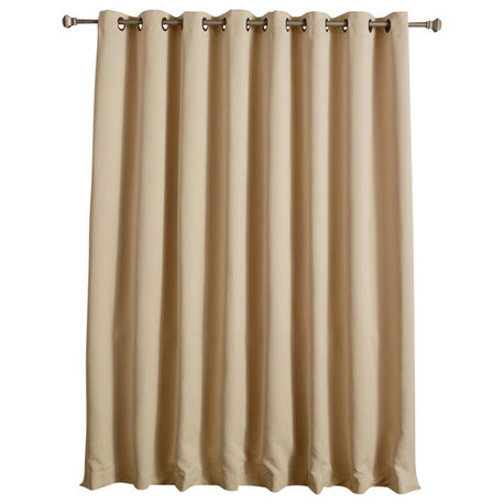 Thermal Blackout Curtain With Wide Grommet Top, Beige, 100"x84"