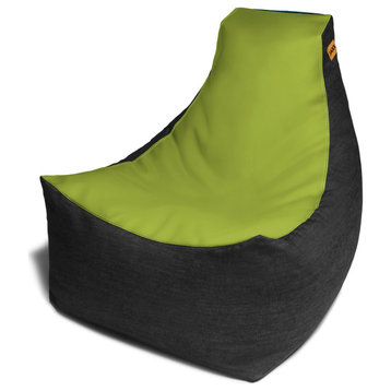 Pixel Gamer Bean Bag Chair, Premium Vinyl/Dark Denim, Green
