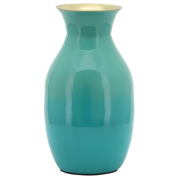 Metal 9" Olpe Vase, Green