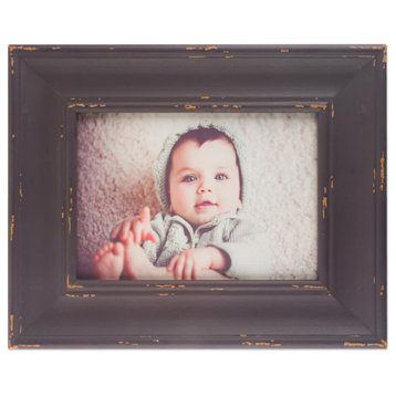 DII 5x7" Farmhouse Barnwood Composite Picture Frame in Distressed Brown
