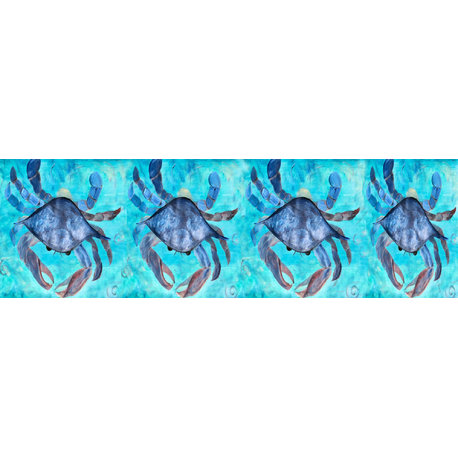 Sea life coastal home window curtain valance from my art., Blue Crab