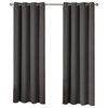 Twill Weave  Grommet Top Curtains, Charcoal, 52"x84"
