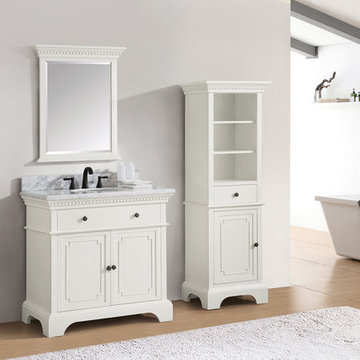 Hastings 37 in. Vanity in French White finish with Carrera White Marble Top
