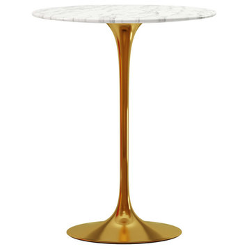 Rose 32" Round Marble Bar Gold, Table