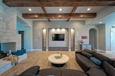 Example of a transitional living room design in Austin
