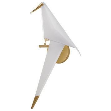Gold Carbon Steel Frame With White Plastic Bird LED Wall Sconce