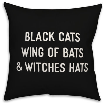 Black Cats Wing Of Bats & Witches Hats 16"x16" Indoor/Outdoor Pillow