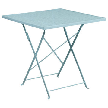 28" Folding Patio Table, Sky Blue